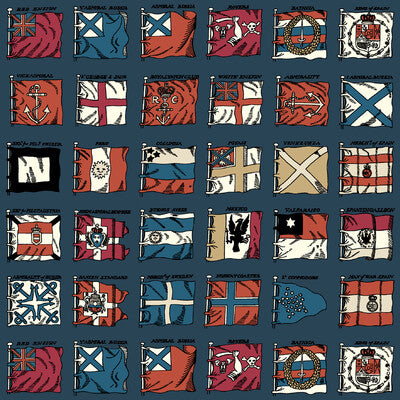 Naval Ensigns - Indigo/Red By Mulberry | Icons Wallcoverings |Novelty Nautical Wallcovering