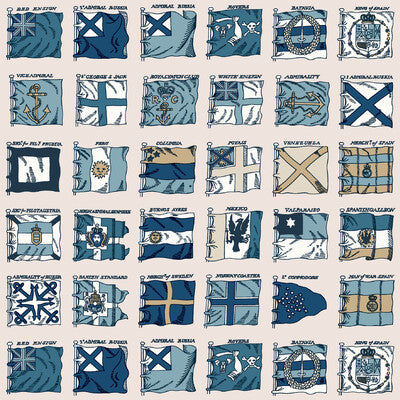 Naval Ensigns - Blue By Mulberry | Icons Wallcoverings |Novelty Nautical Wallcovering