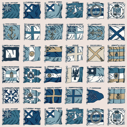 Naval Ensigns - Blue By Mulberry | Icons Wallcoverings |Novelty Nautical Wallcovering