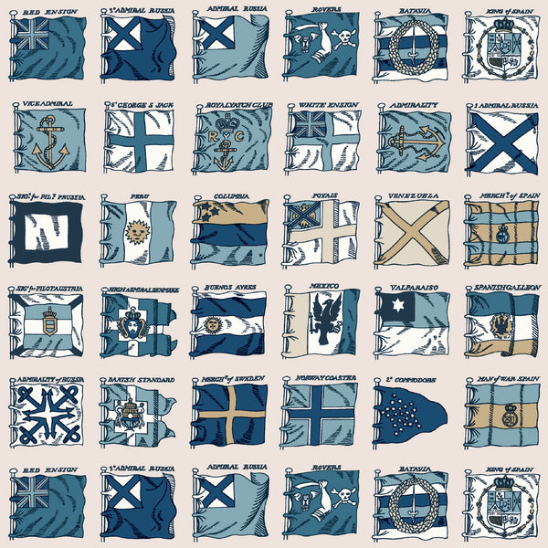 Naval Ensigns - Blue By Mulberry | Icons Wallcoverings |Novelty Nautical Wallcovering