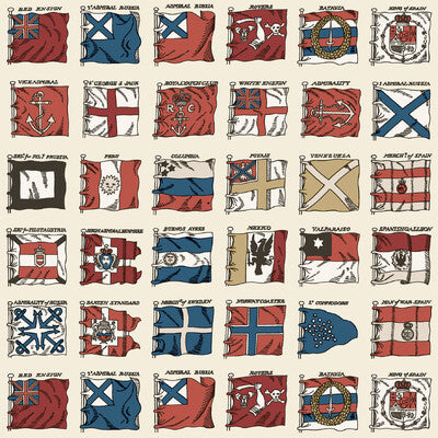 Naval Ensigns - Red/Blue By Mulberry | Icons Wallcoverings |Novelty Nautical Wallcovering