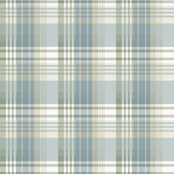 Mulberry Ancient Tartan - Aqua By Mulberry | Icons Wallcoverings | Plaid / Check Wallcovering