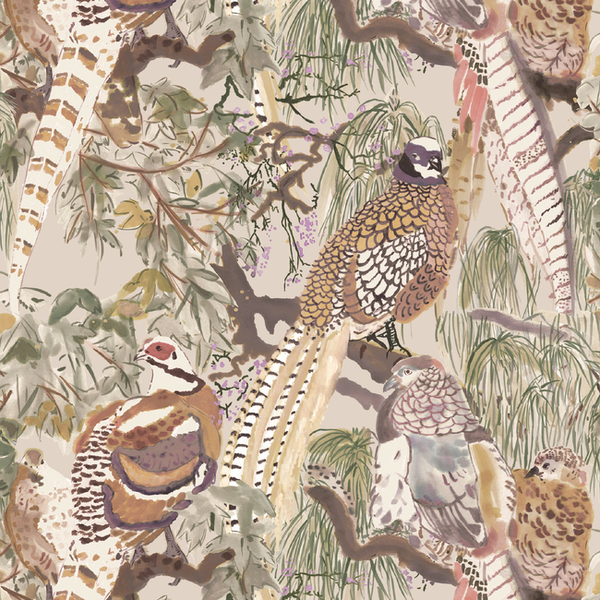 Game Birds - Antique  By Mulberry | Icons Wallpapers |Animal/Insects Botanical & Floral Wallcovering