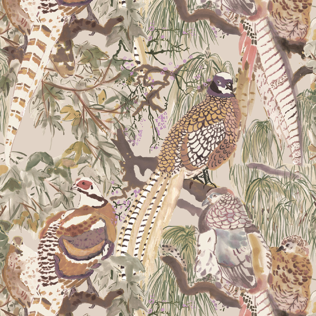Game Birds - Antique  By Mulberry | Icons Wallpapers |Animal/Insects Botanical & Floral Wallcovering