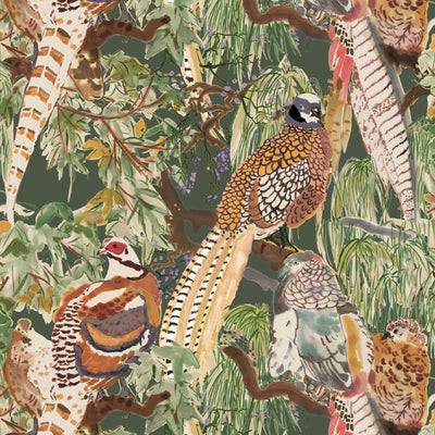 Game Birds - Forest By Mulberry | Icons Wallcoverings |Animal/Insects Botanical & Floral Wallcovering