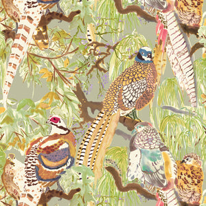 Game Birds - Multi By Mulberry | Icons Wallcoverings |Animal/Insects Botanical & Floral Wallcovering
