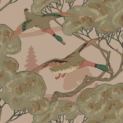 Grand Flying Ducks - Plaster By Mulberry | Icons Wallcoverings |Novelty Flora & Fauna Wallcovering