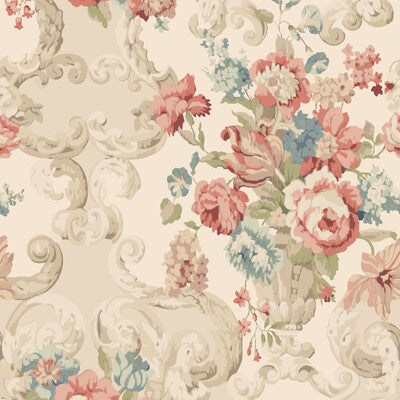 Floral Rococo - Red/Green By Mulberry | Icons Wallcoverings | Botanical & Floral Wallcovering