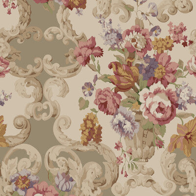 Floral Rococo - Red/Plum By Mulberry | Icons Wallcoverings | Botanical & Floral Wallcovering