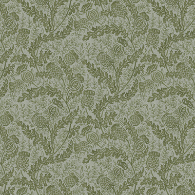 Mulberry Thistle - Green/Teal Green By Mulberry | Print Club Wallcovering |Botanical & Floral  Wallcovering