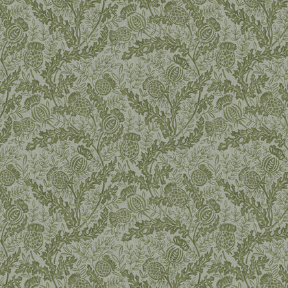Mulberry Thistle - Green/Teal Green By Mulberry | Print Club Wallcovering |Botanical & Floral  Wallcovering