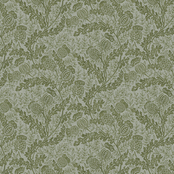 Mulberry Thistle - Green/Teal Green By Mulberry | Print Club Wallcovering |Botanical & Floral  Wallcovering