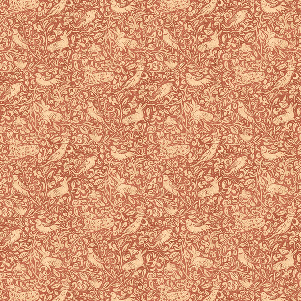 Hedgerow - Russet Red By Mulberry | Print Club Wallcovering |  Wallcovering