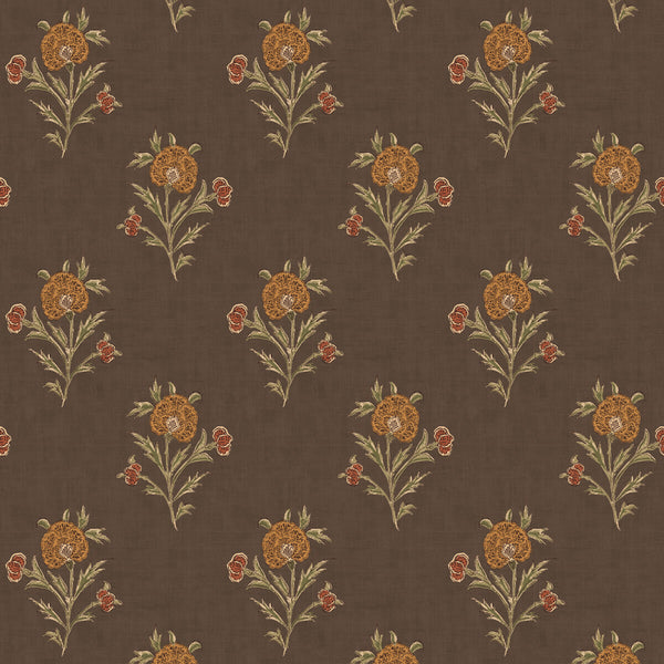 Somerton - Espresso Brown By Mulberry | Print Club Wallcovering |Botanical & Floral  Wallcovering