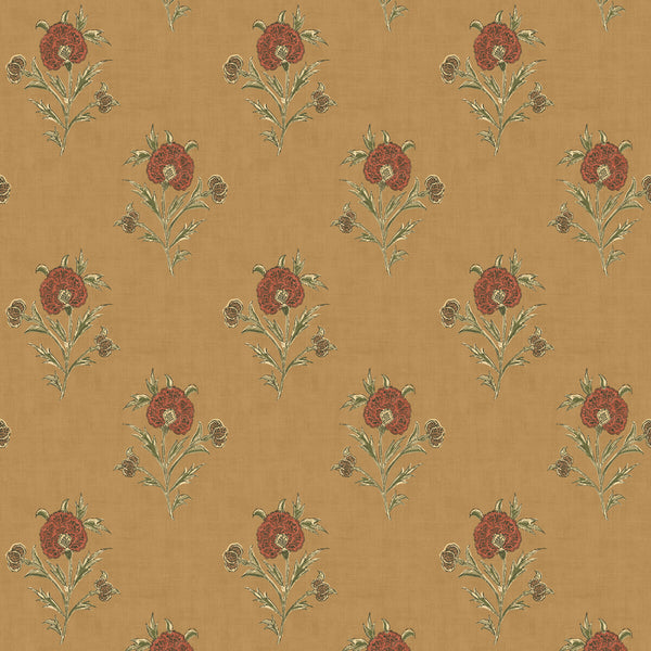 Somerton - Ochre Yellow By Mulberry | Print Club Wallcovering |Botanical & Floral  Wallcovering