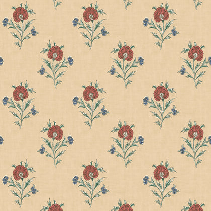Somerton - Red/Green Beige By Mulberry | Print Club Wallcovering |Botanical & Floral  Wallcovering