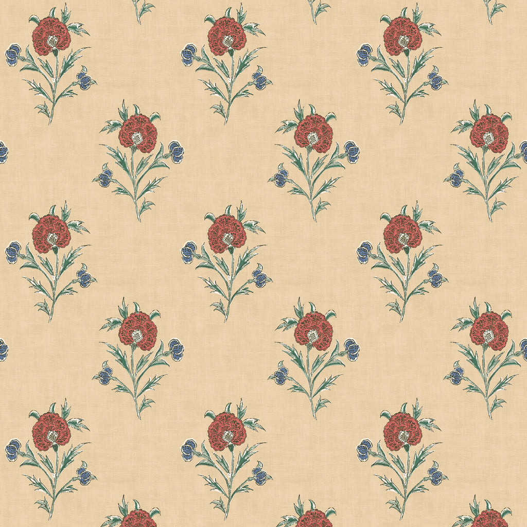 Somerton - Red/Green Beige By Mulberry | Print Club Wallpaper |Botanical & Floral  Wallcovering