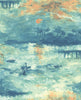 Malibu Nautical Sunset Wallpaper - Contemporary Abstract - Navy, Turquoise, and Metallic Gold | Malibu Wallpaper