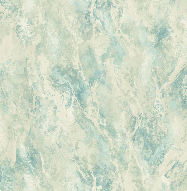 Paint Splatter Contemporary Abstract - Metallic Blue and Pearl | Architectural Wallcoverings