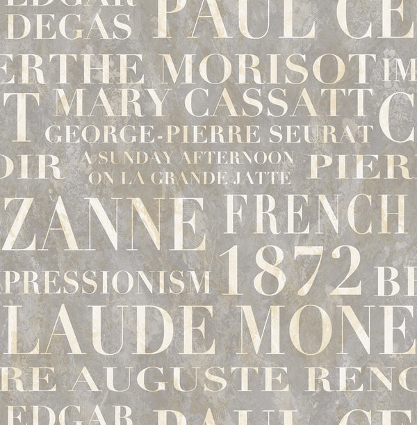 Script Contemporary Illustration - Metallic Ivory and Metallic Grey | Architectural Wallcoverings
