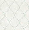 Malibu Ogee Wallpaper - Contemporary Ogee - Grey, Aqua, and Metallic Gold | Malibu Wallpaper