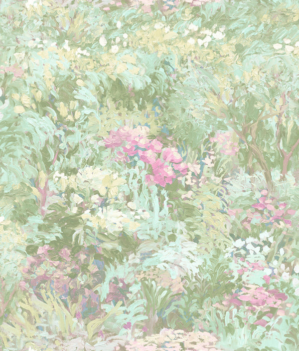 Floral Contemporary Floral Metallic Teal Green | Architectural Wallcoverings