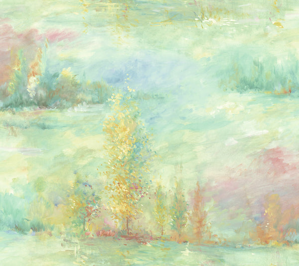 Tree Line Contemporary Botanical Metallic Teal Gold | Architectural Wallcoverings
