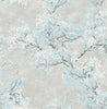 Malibu Cherry Blossoms Wallpaper - Contemporary Floral - Metallic Silver and Sky Blue | Malibu Wallpaper