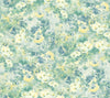 Malibu Daisy Wallpaper - Contemporary Floral - Metallic Ivory, Yellow, and Teal | Malibu Wallpaper
