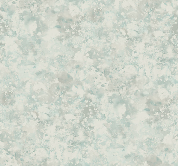 Waterdrop Floral Contemporary Abstract Metallic Sky Blue | Architectural Wallcoverings
