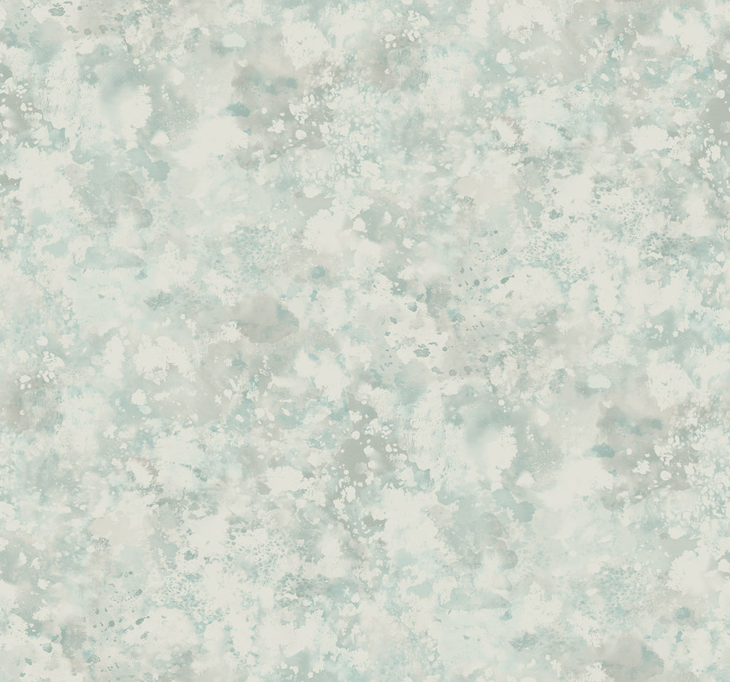Malibu Waterdrop Floral Wallpaper - Contemporary Abstract - Metallic Sky Blue | Malibu Wallpaper
