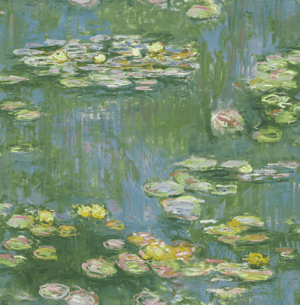 Lily Pads Contemporary Botanical Greenery Denim | Architectural Wallcoverings