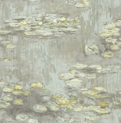 Lily Pads Contemporary Botanical Gray Powder Blue | Architectural Wallcoverings