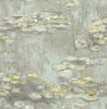 Malibu Lily Pads Wallpaper - Contemporary Botanical - Gray, Powder Blue, and Gold | Malibu Wallpaper