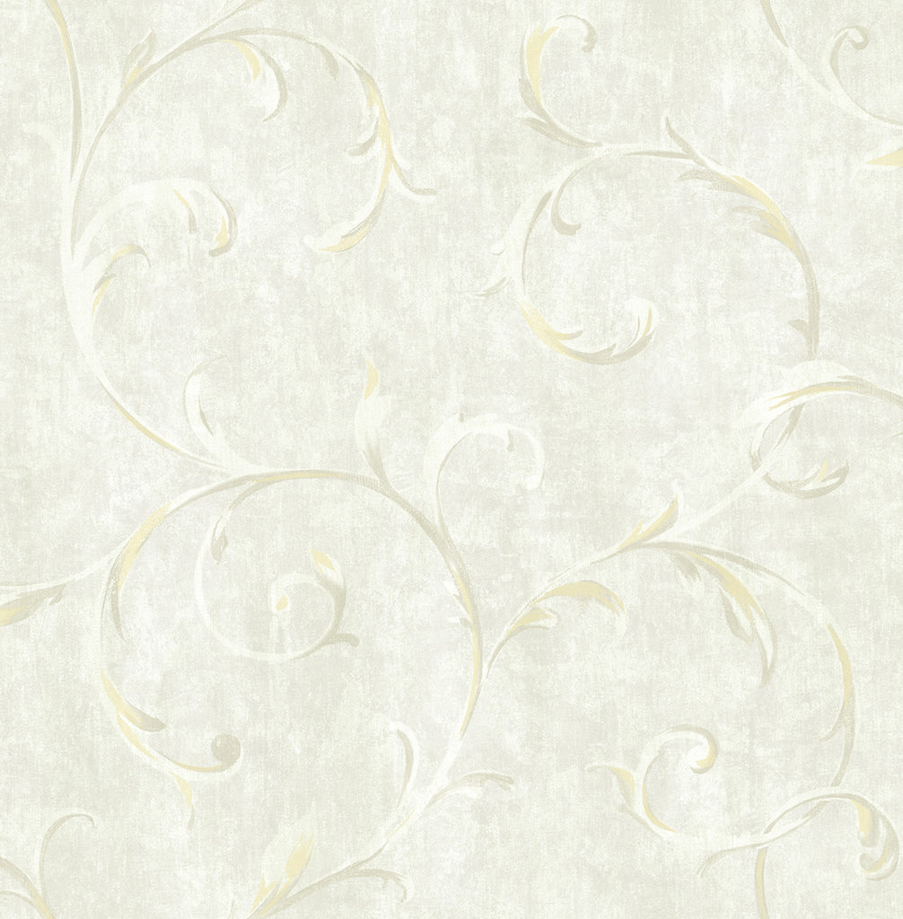 Malibu Scroll Wallpaper - Contemporary Scroll - Metallic Gold and Beige | Malibu Wallpaper