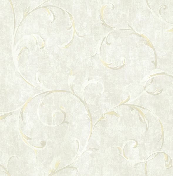 Malibu Scroll Wallpaper - Contemporary Scroll - Metallic Gold and Beige | Malibu Wallpaper