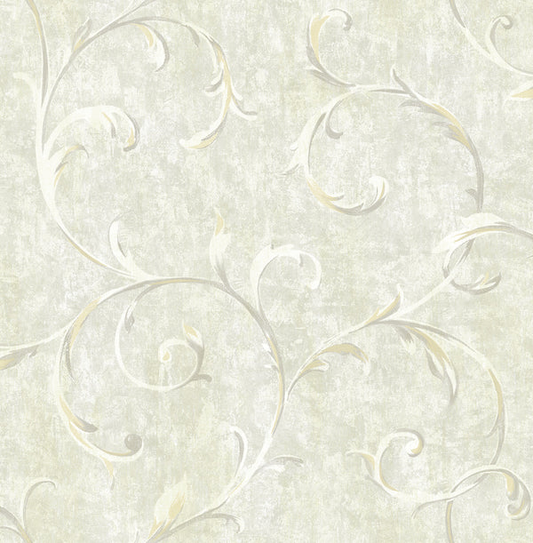 Scroll Contemporary Scroll Metallic Gold and Grey | Architectural Wallcoverings