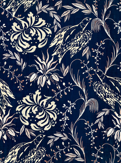 Folk Embroidery - Indigo Wallcovering | Mind the Gap