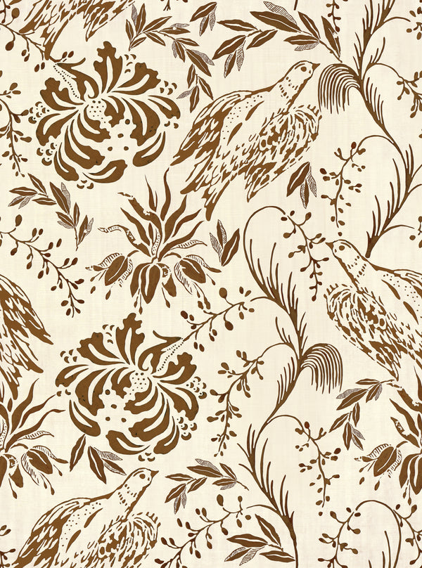 Folk Embroidery Tobacco - Off White, Tobaco Wallcovering | Mind the Gap
