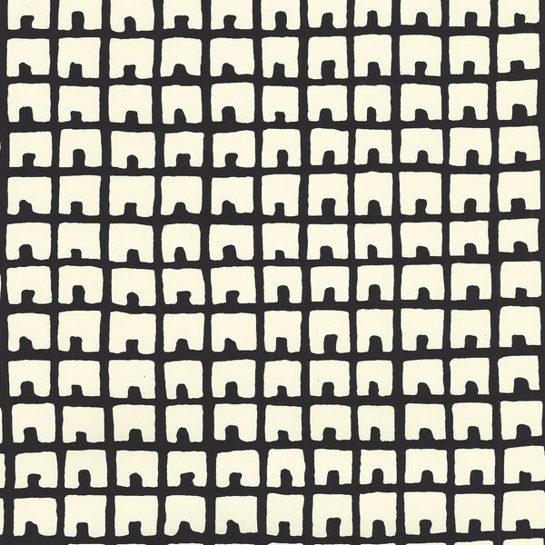 Fez Background Black on Off White Screen Printed | China Seas