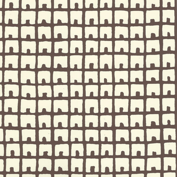 Fez Background Brown on Off White Screen Printed | China Seas