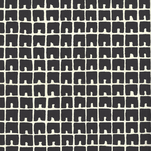 Fez Ii Black on Off White Screen Printed - Off-White Wallcovering | China Seas