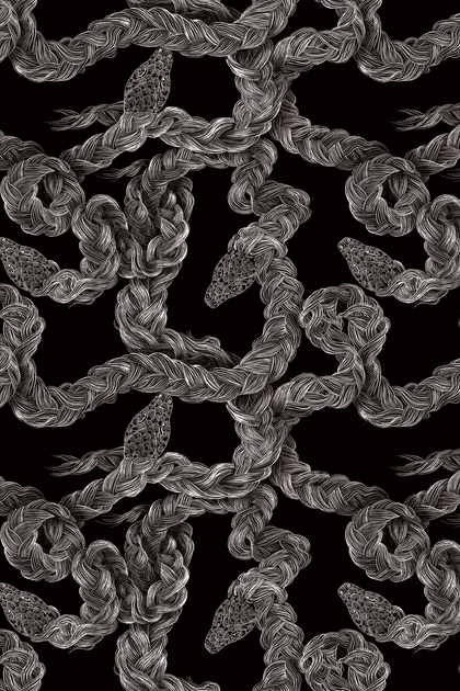 Twisted Snakes Black | Phillipe Romano Screen Prints