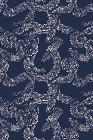 Twisted Snakes Navy | Phillipe Romano Screen Prints