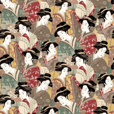 Matsuyama - Multi  By Gaston Y Daniela | Gaston Japon |Chinoiserie Figurative Multipurpose Print