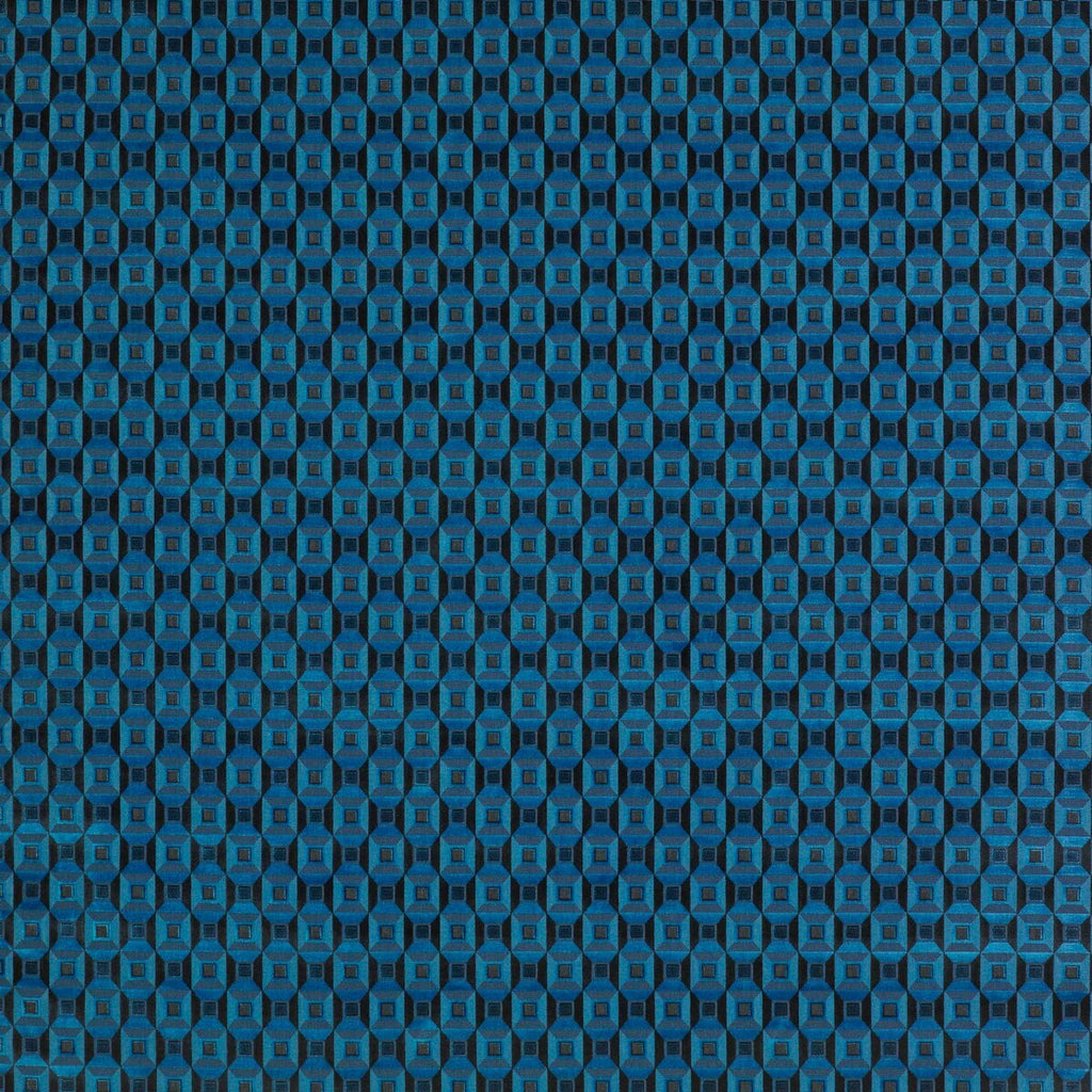 Samples and Purchasing available for Luisa - Azulon Blue By Gaston Y Daniela | Lorenzo Castillo Ii |Modern Geometric Upholstery Velvet at Designer Wallcoverings and Fabrics