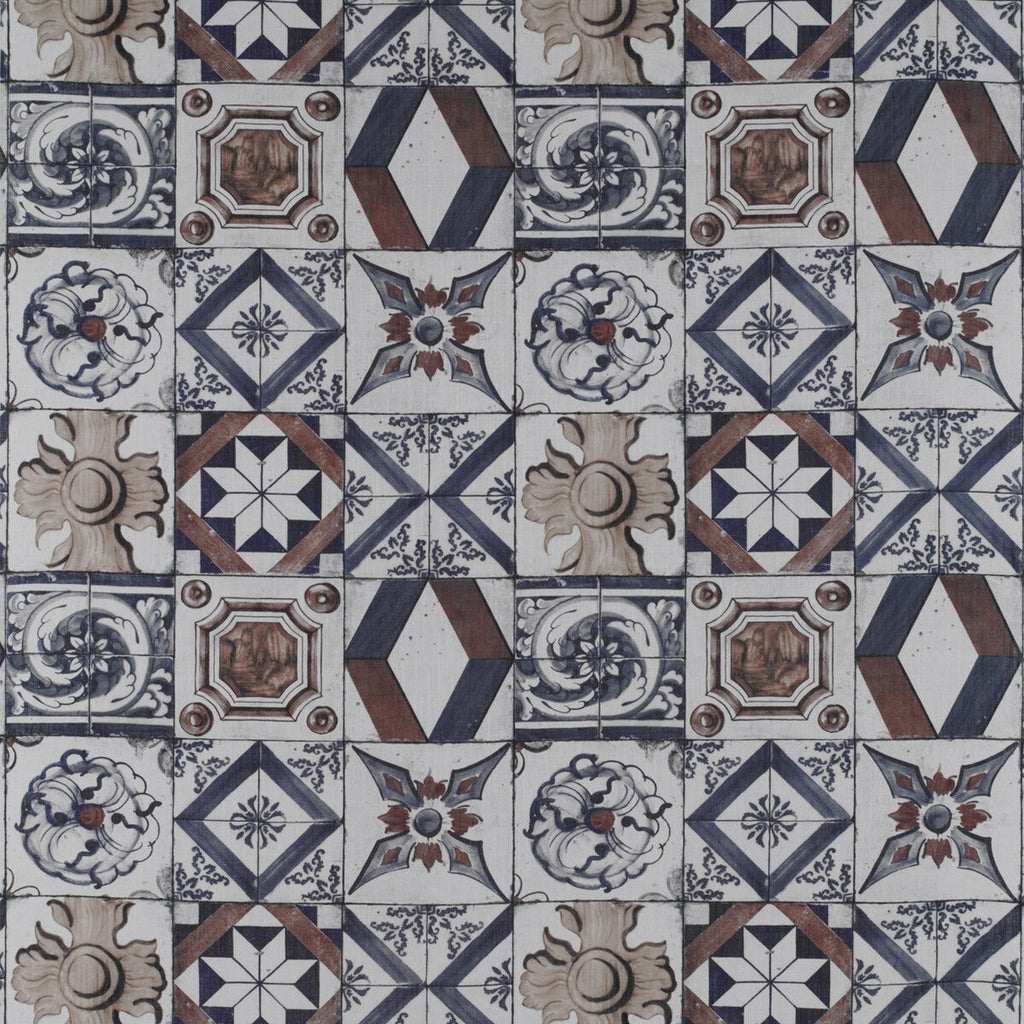 Samples and Purchasing available for Trastevere - Azul/Tabaco Multi By Gaston Y Daniela | Tierras |  Multipurpose Print at Designer Wallcoverings and Fabrics