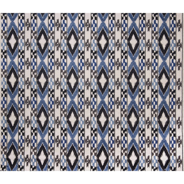 Queen - Azul/Black  White By Gaston Y Daniela | Gaston Africalia |Global Ikat/Southwest/Kilims Upholstery Embroidery