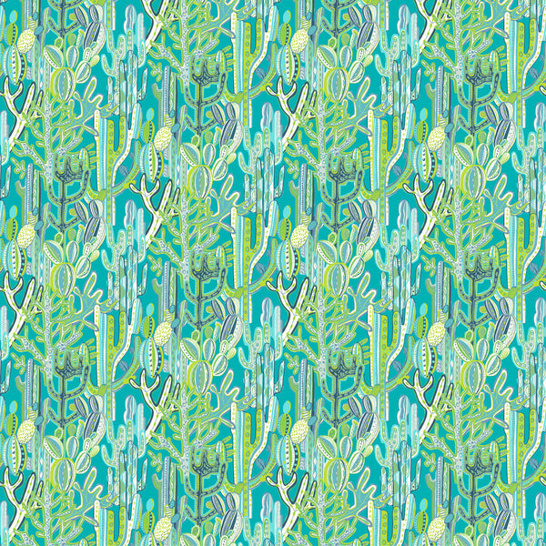 Cactus - Azul/Verde Teal By Gaston Y Daniela | Gaston Libreria |Botanical & Floral Novelty Multipurpose Print