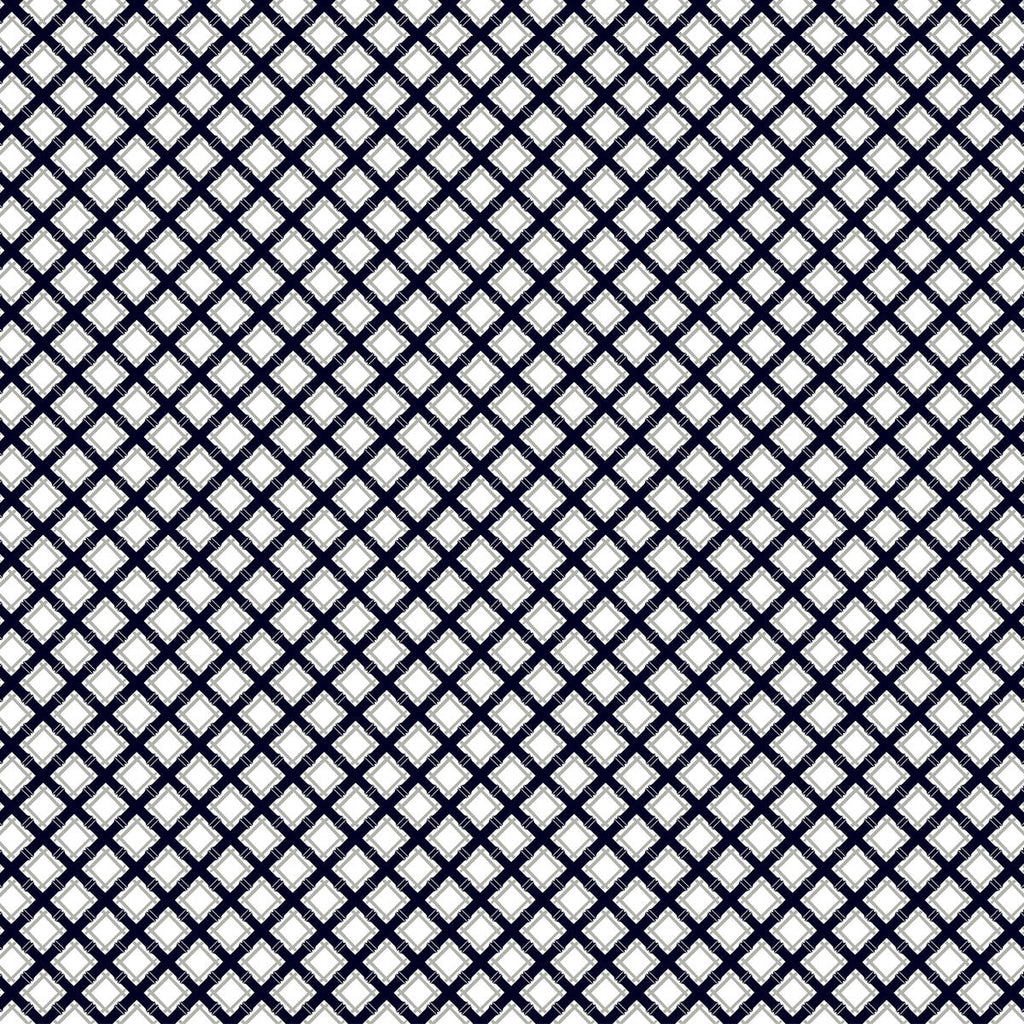 Samples and Purchasing available for Trellis - Navy/Gris White By Gaston Y Daniela | Gaston Libreria |Diamond Small Scale Multipurpose Print at Designer Wallcoverings and Fabrics